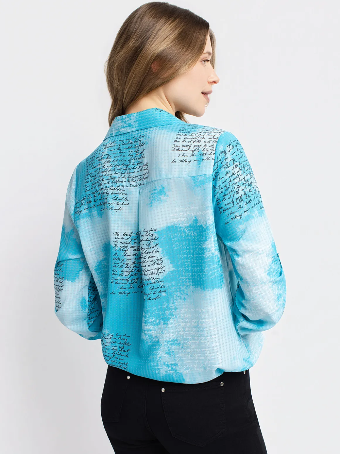 3/4-sleeve loose blouse with buttons
