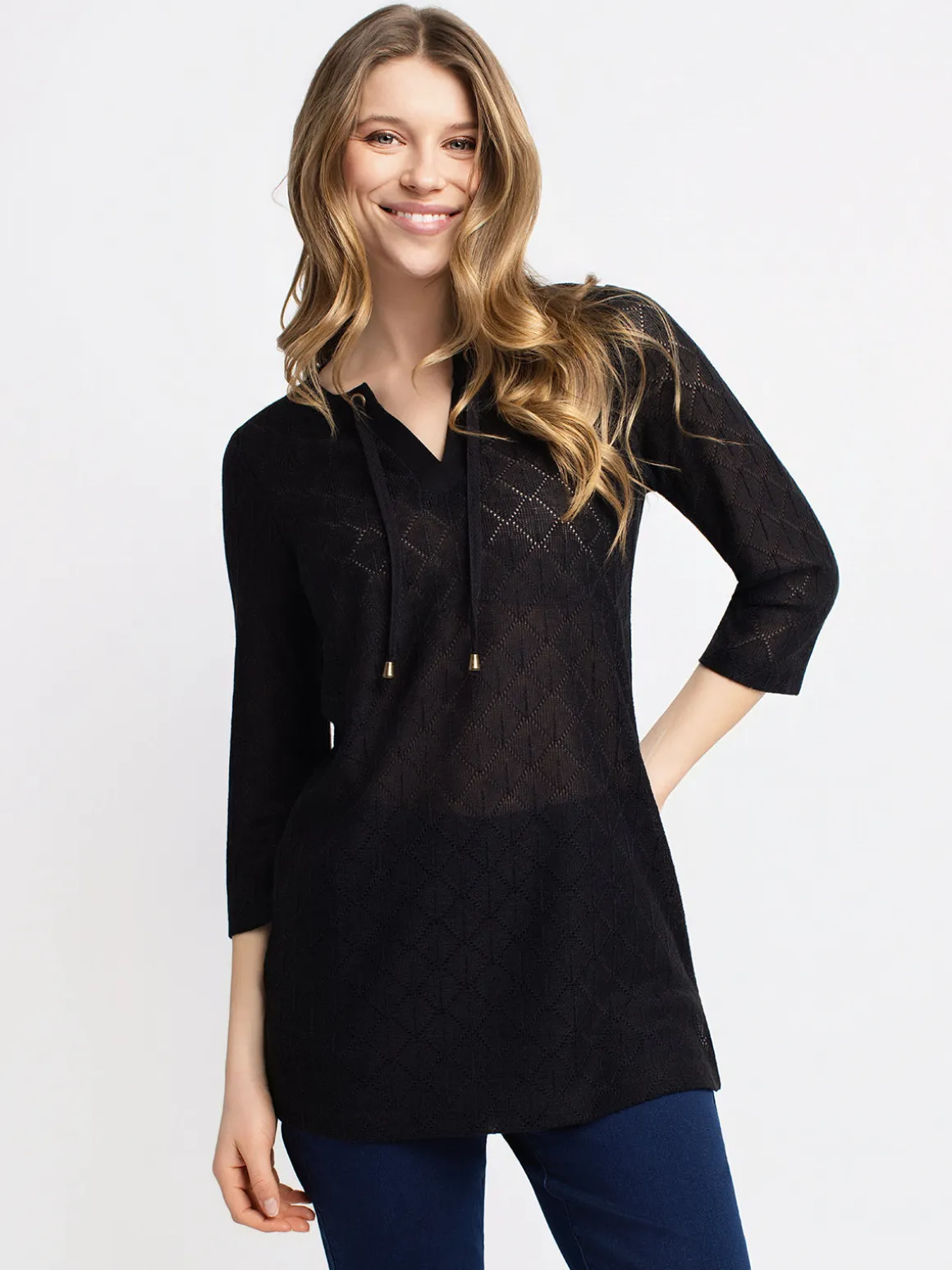 3/4-sleeve loose tunic