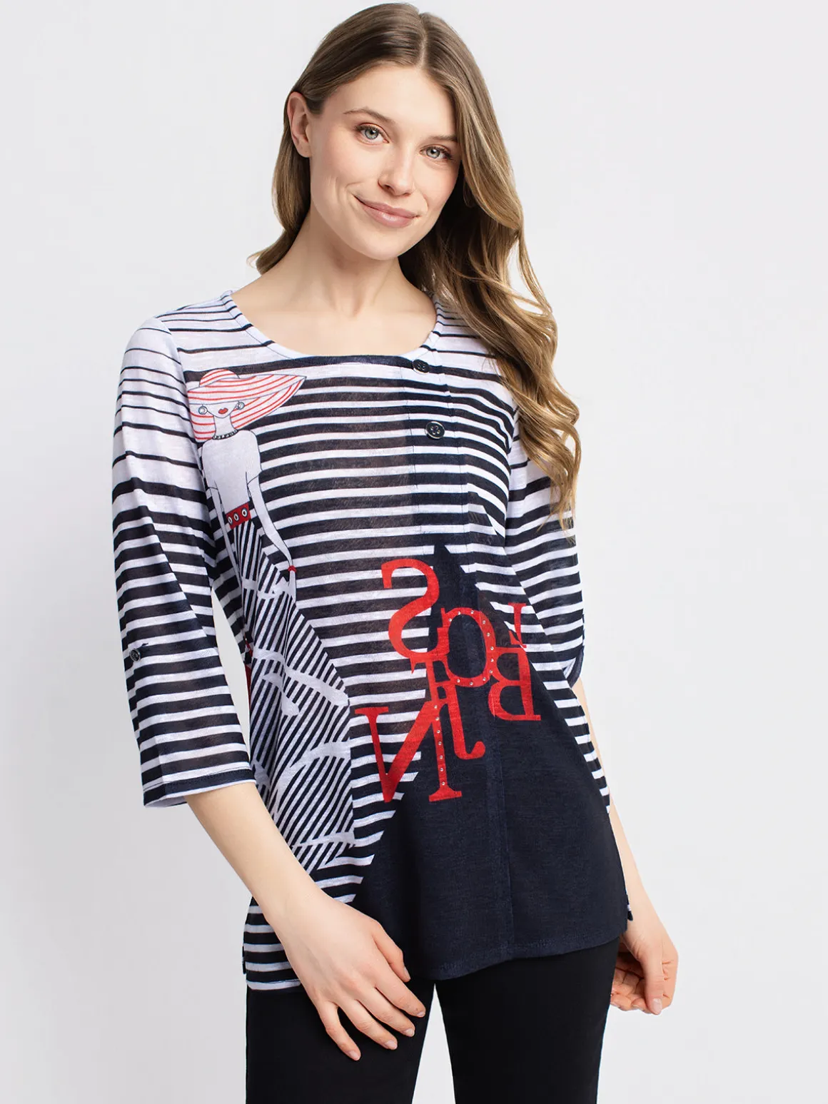 3/4-sleeve loose tunic