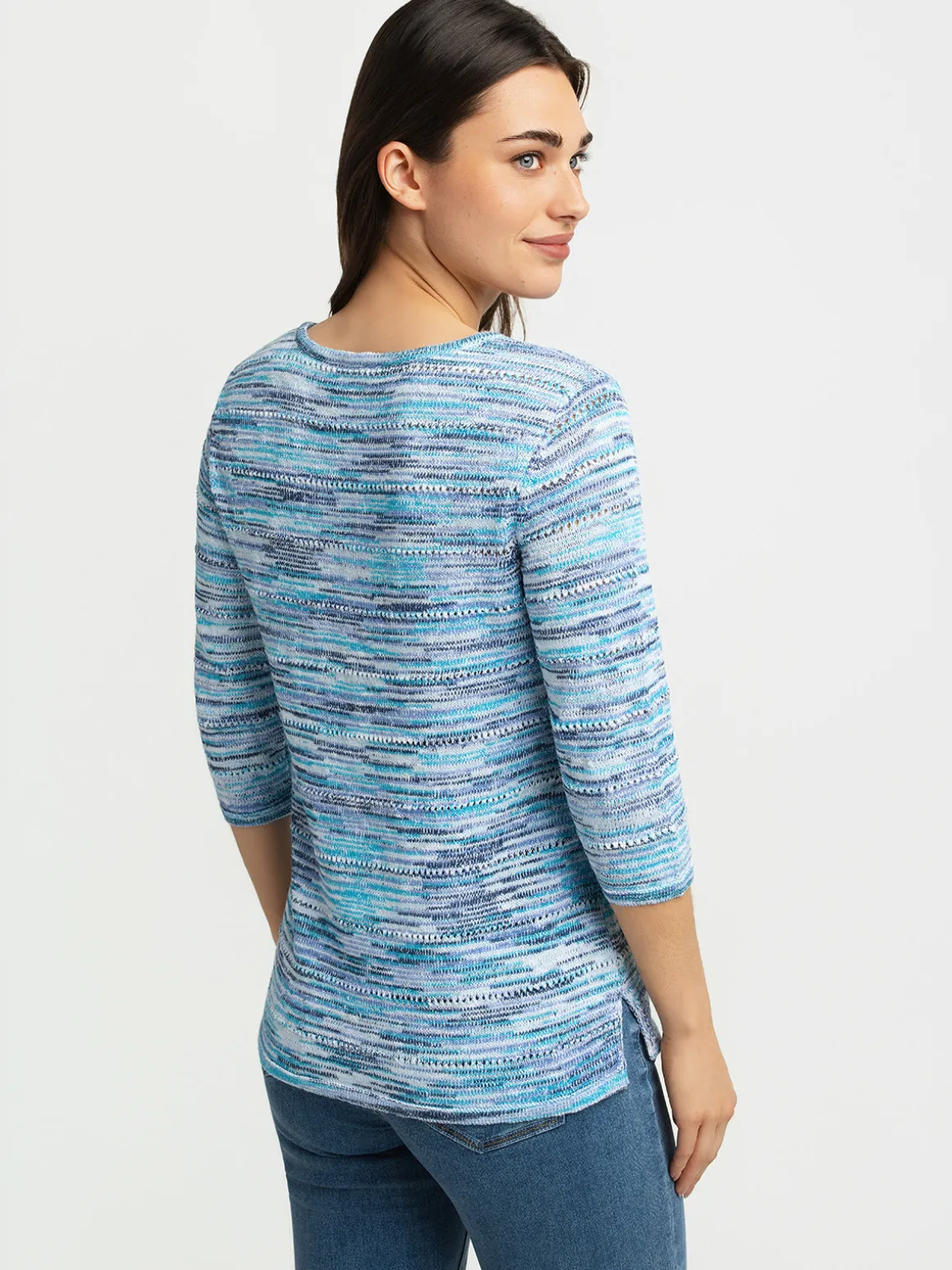 3/4-sleeve pullover sweater