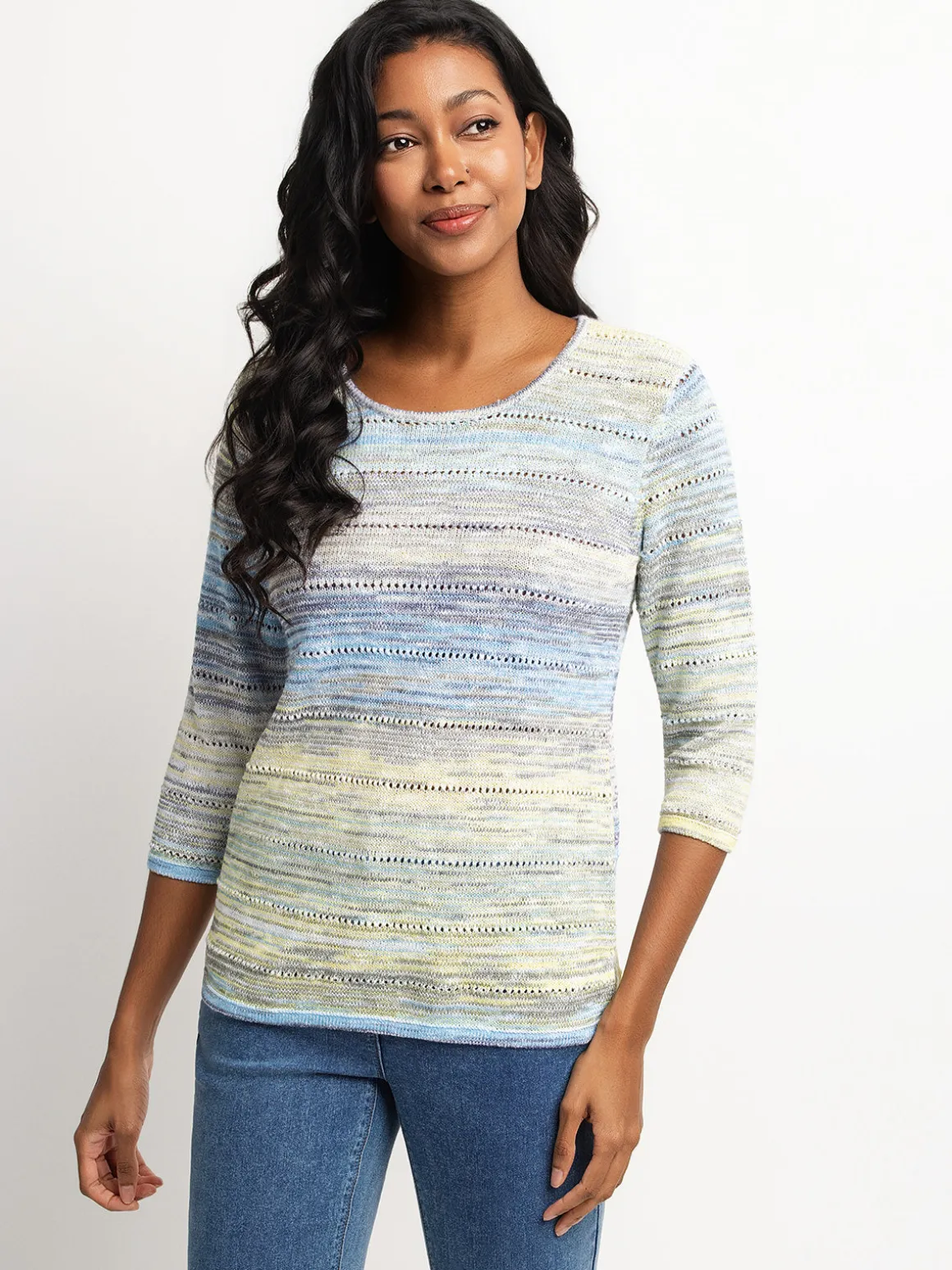 3/4-sleeve pullover sweater