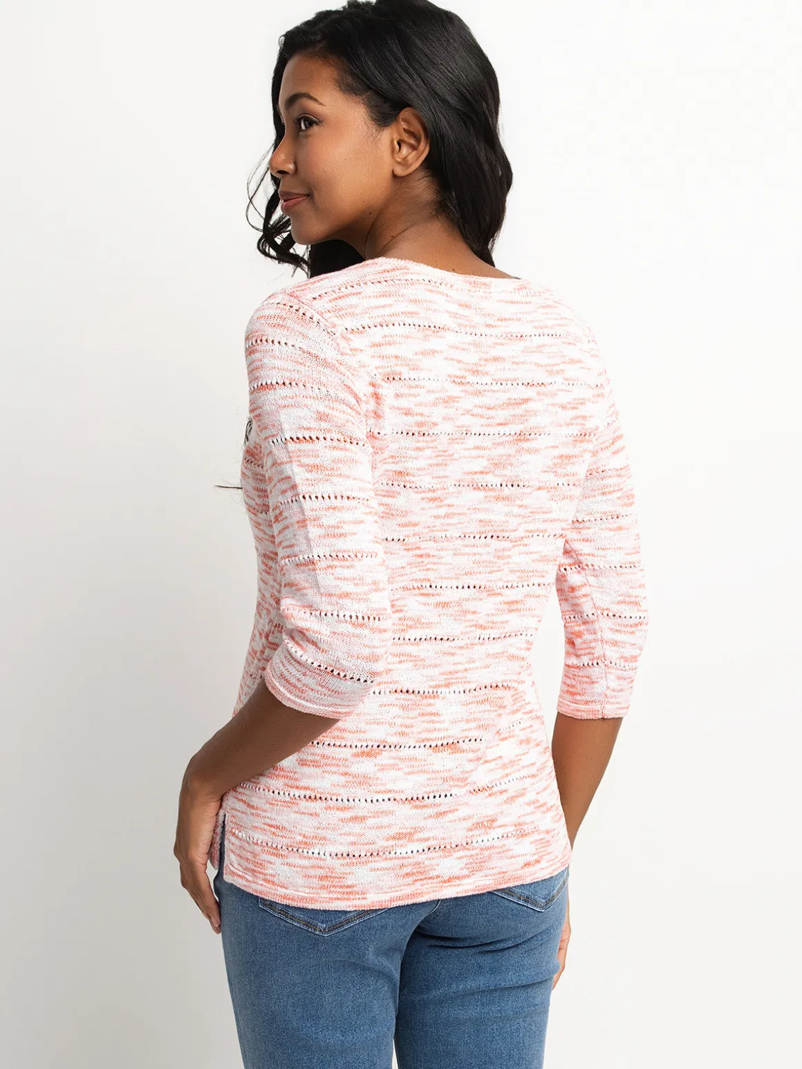 3/4-sleeve pullover sweater