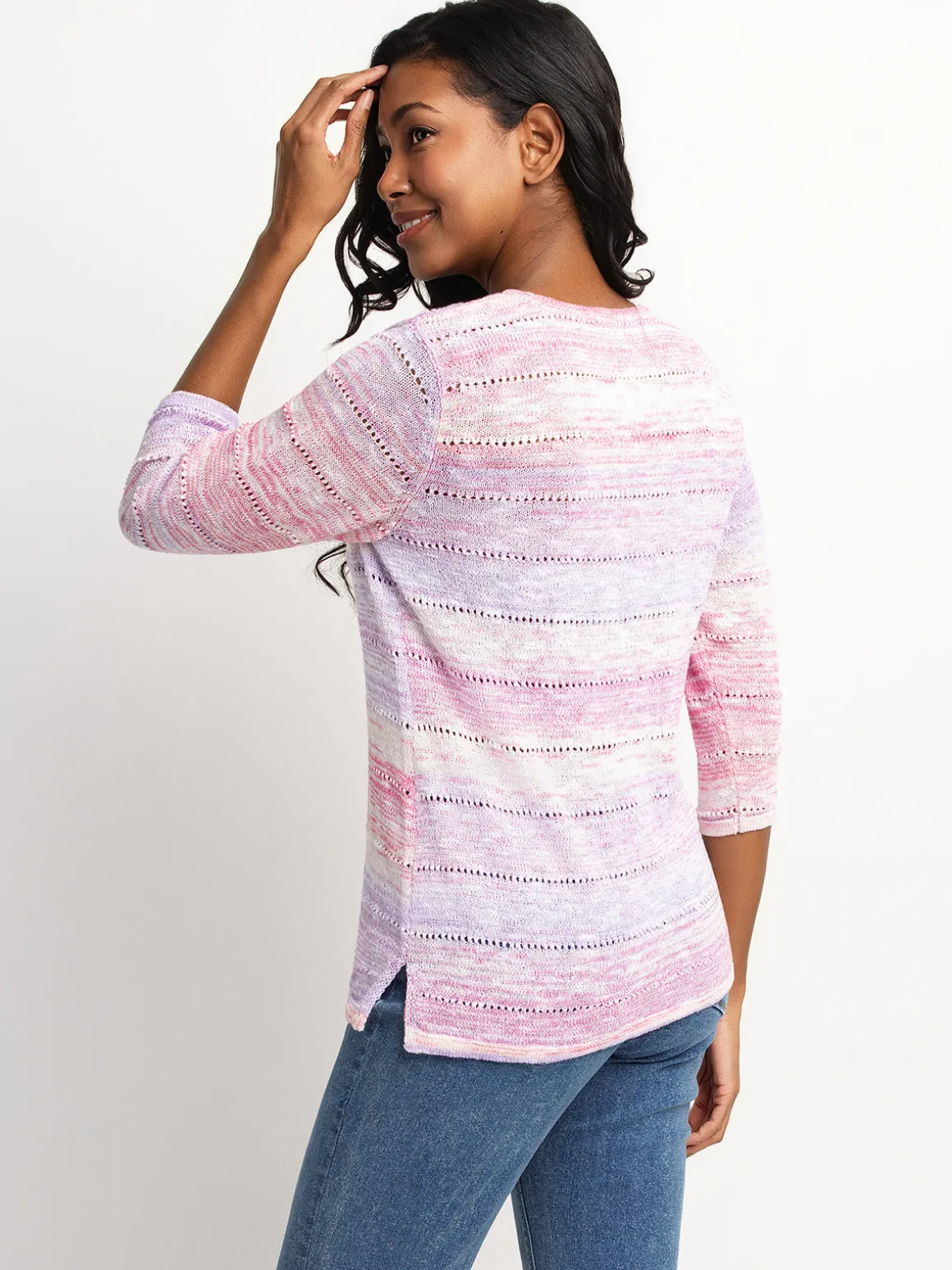 3/4-sleeve pullover sweater