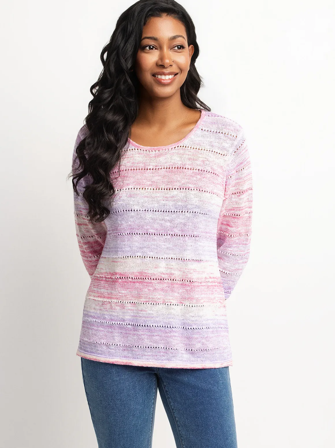 3/4-sleeve pullover sweater