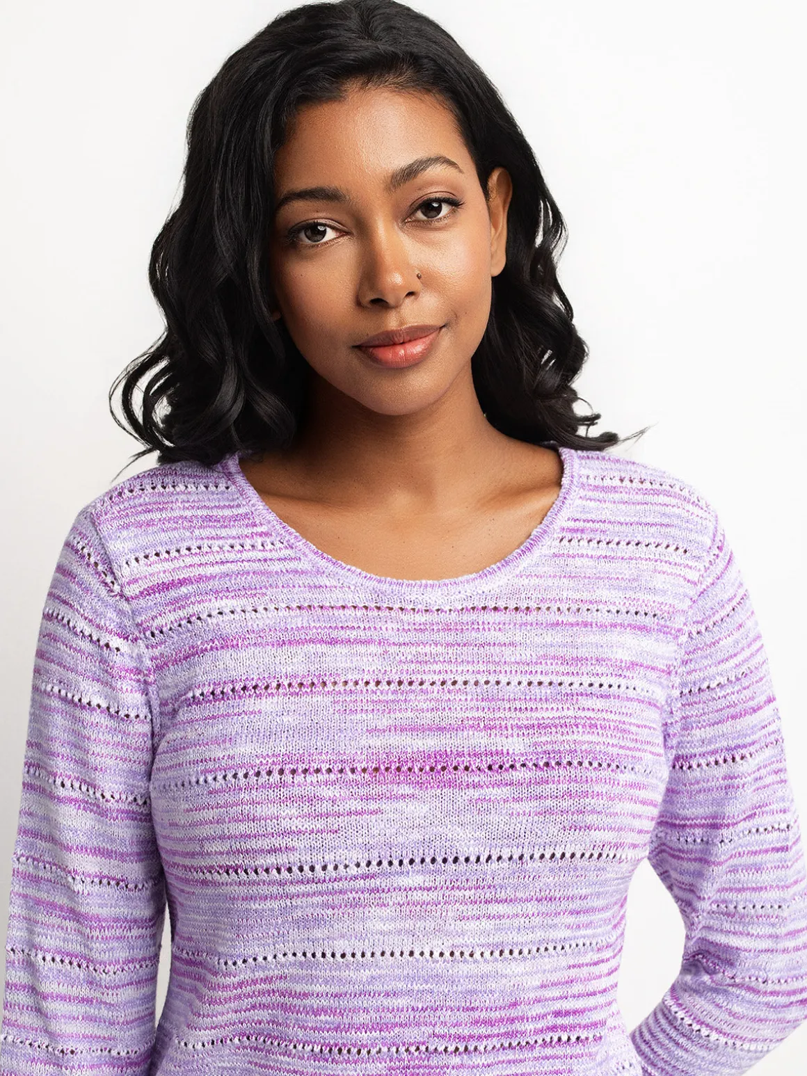 3/4-sleeve pullover sweater