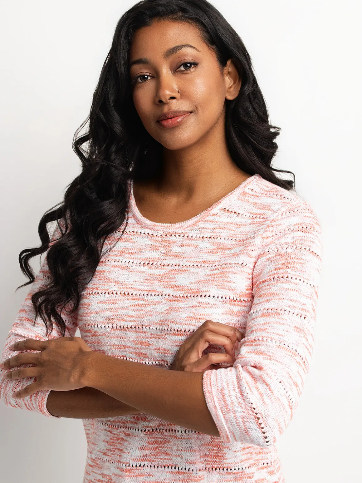 3/4-sleeve pullover sweater