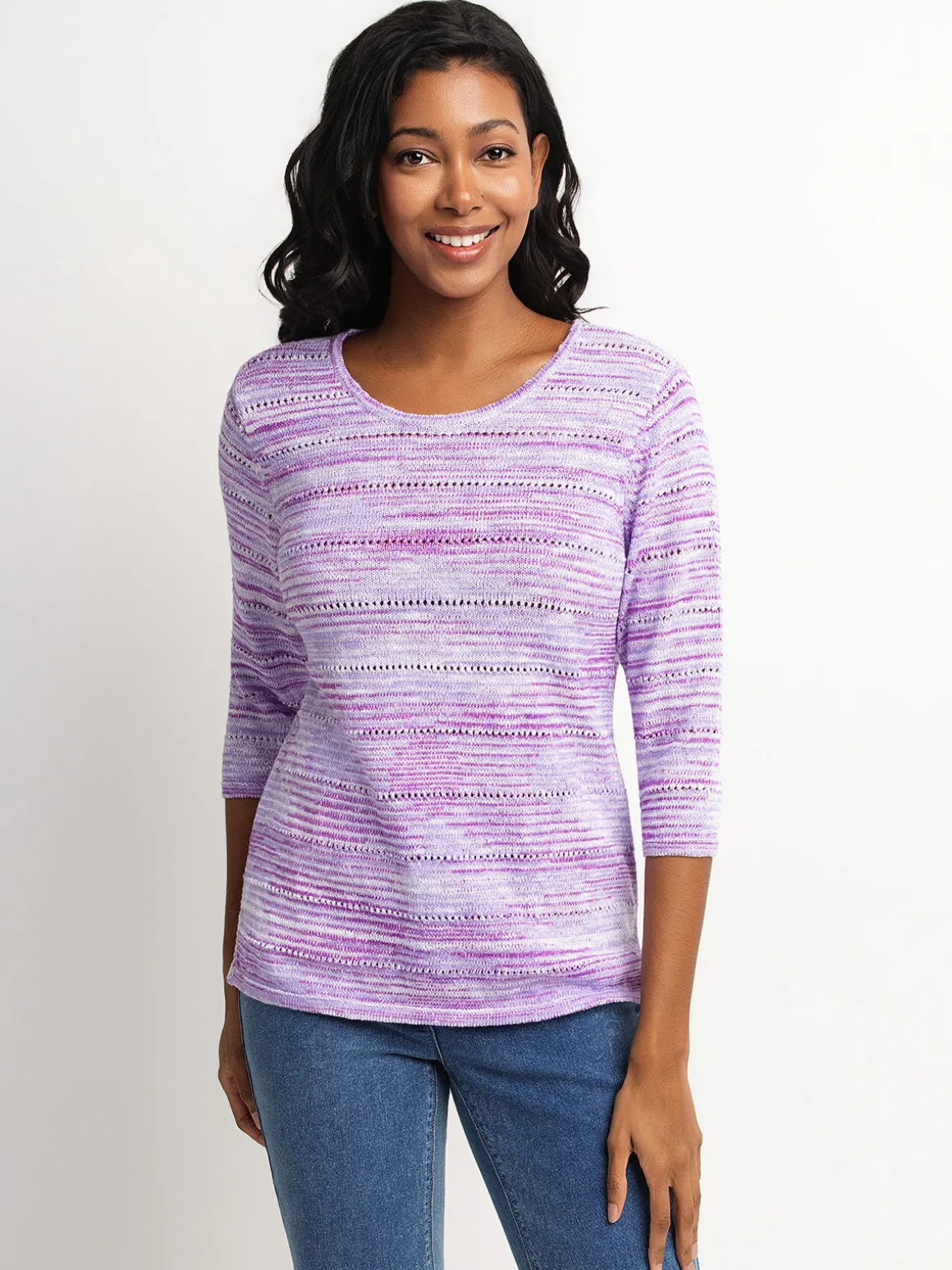 3/4-sleeve pullover sweater