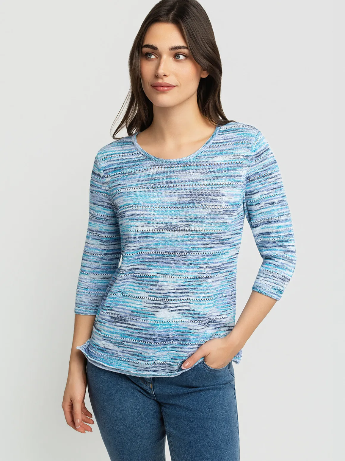 3/4-sleeve pullover sweater