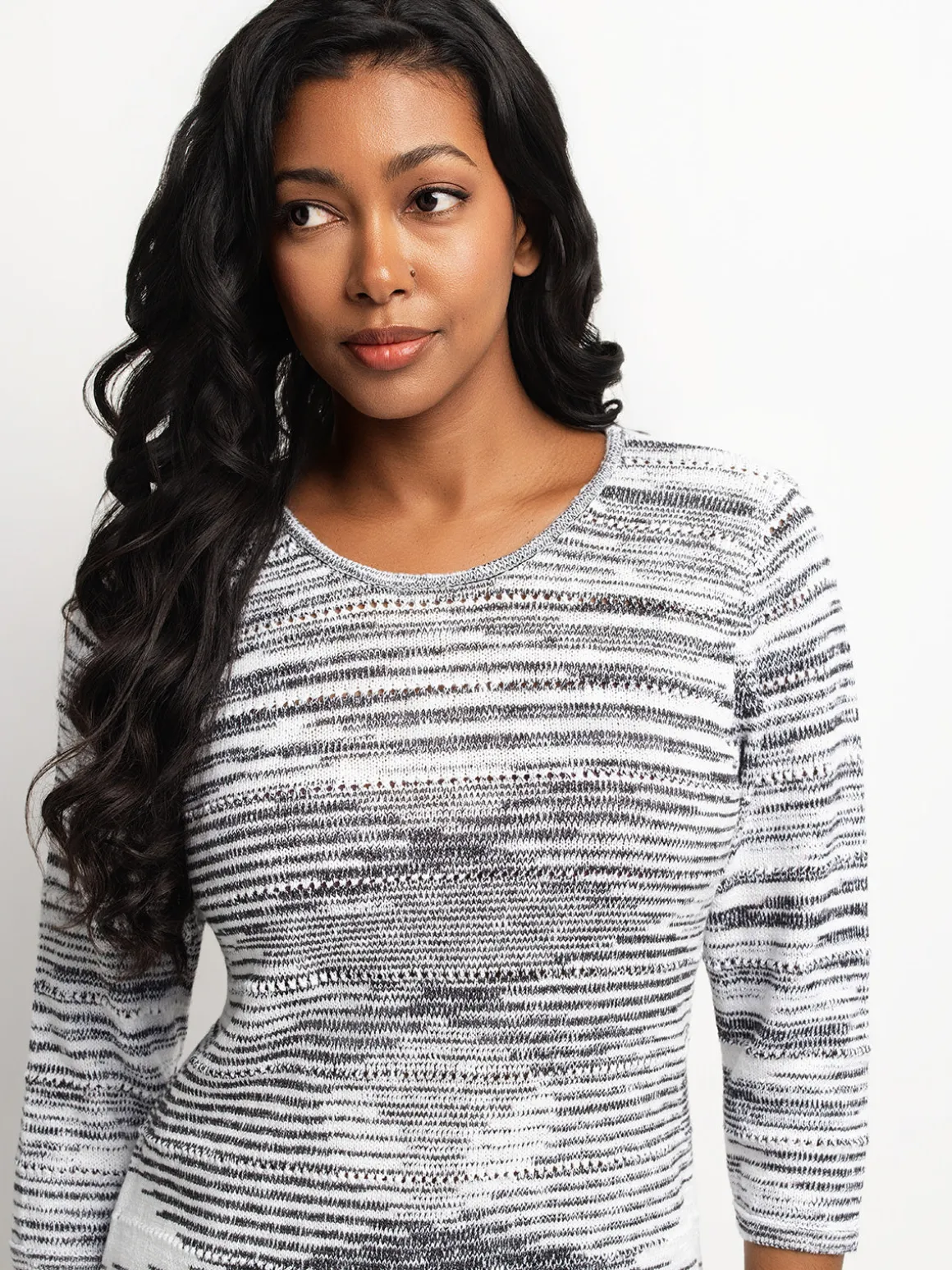 3/4-sleeve pullover sweater