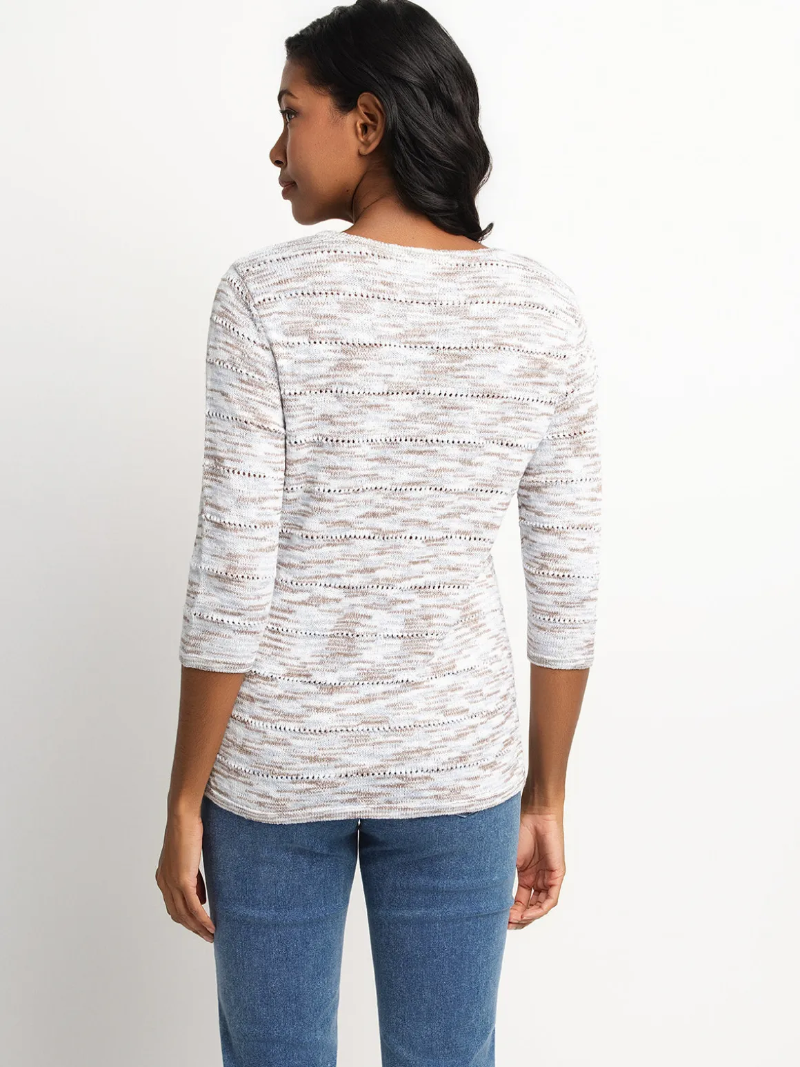 3/4-sleeve pullover sweater
