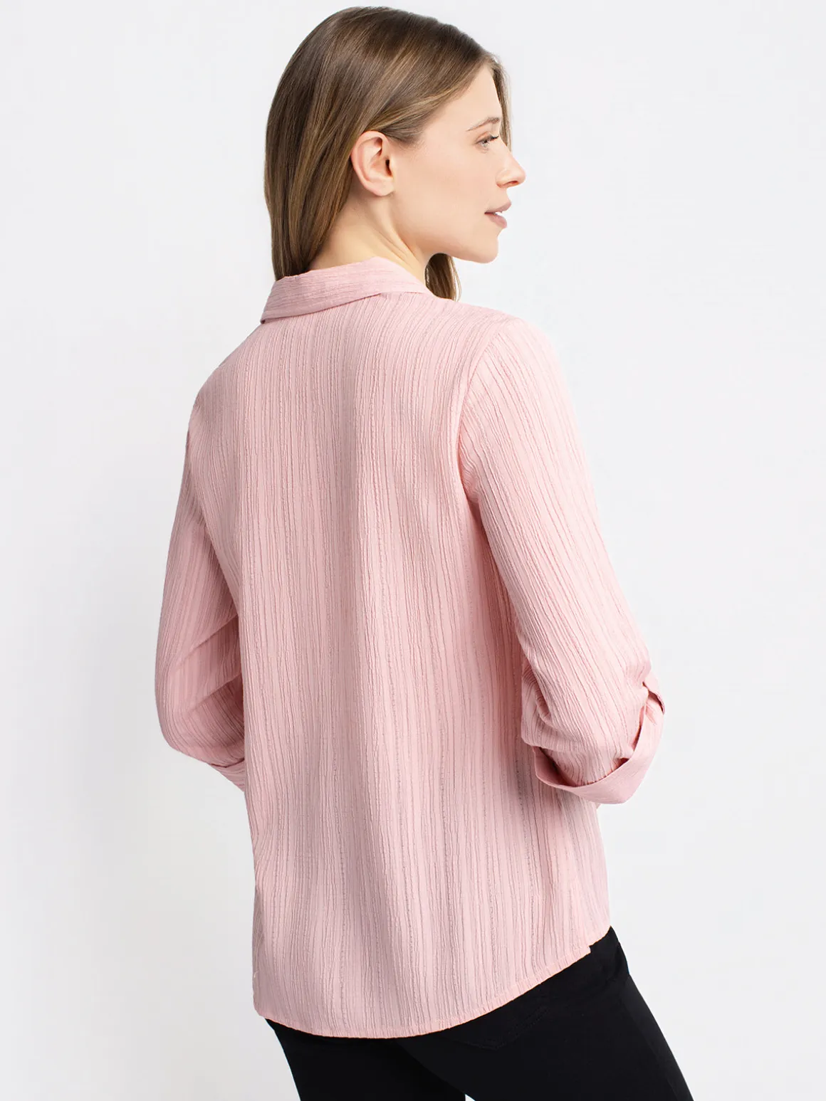 3/4-sleeve semi-fitted blouse with buttons