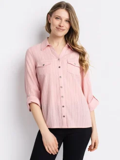 3/4-sleeve semi-fitted blouse with buttons