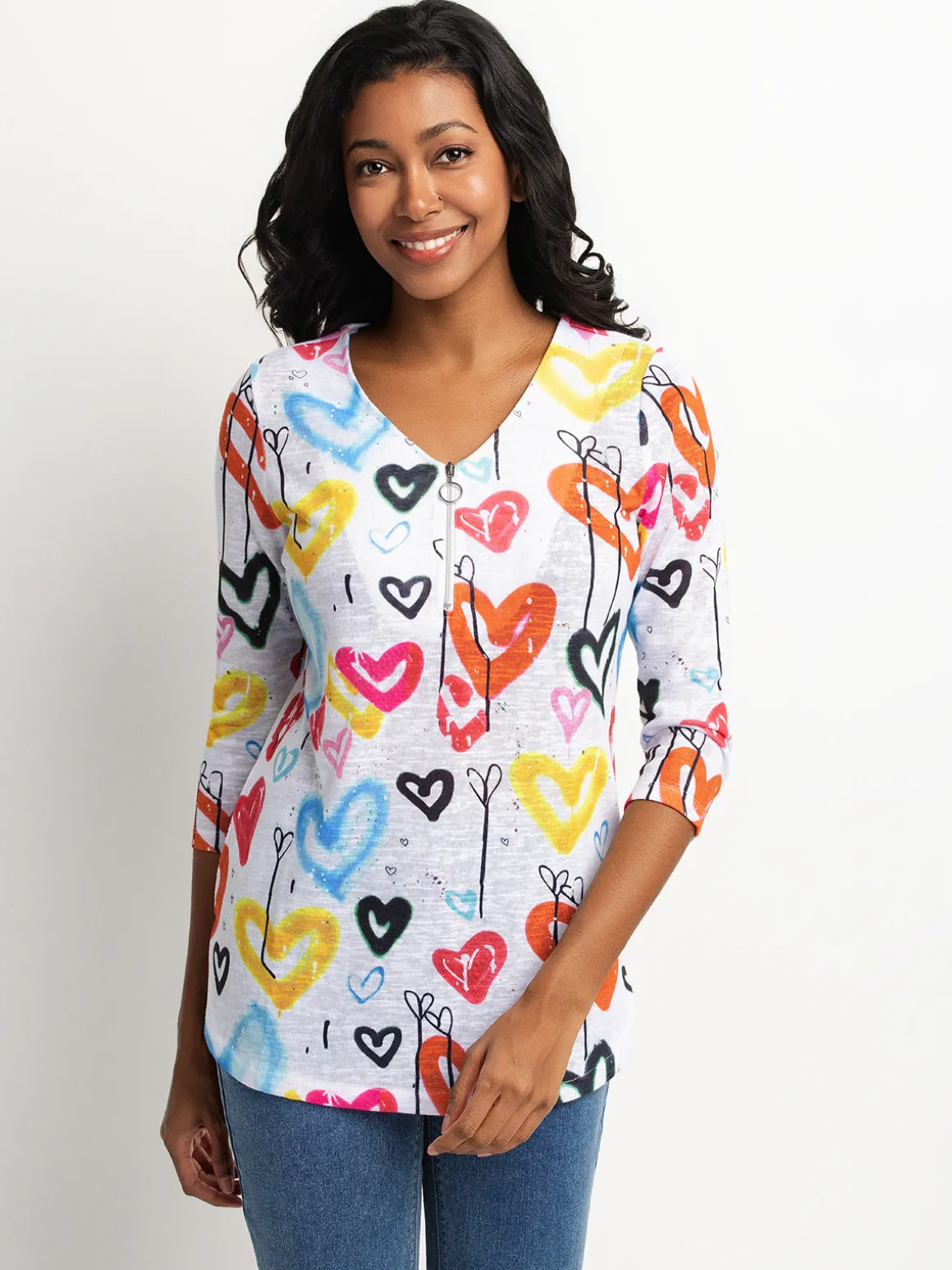 3/4-sleeve semi-fitted tunic