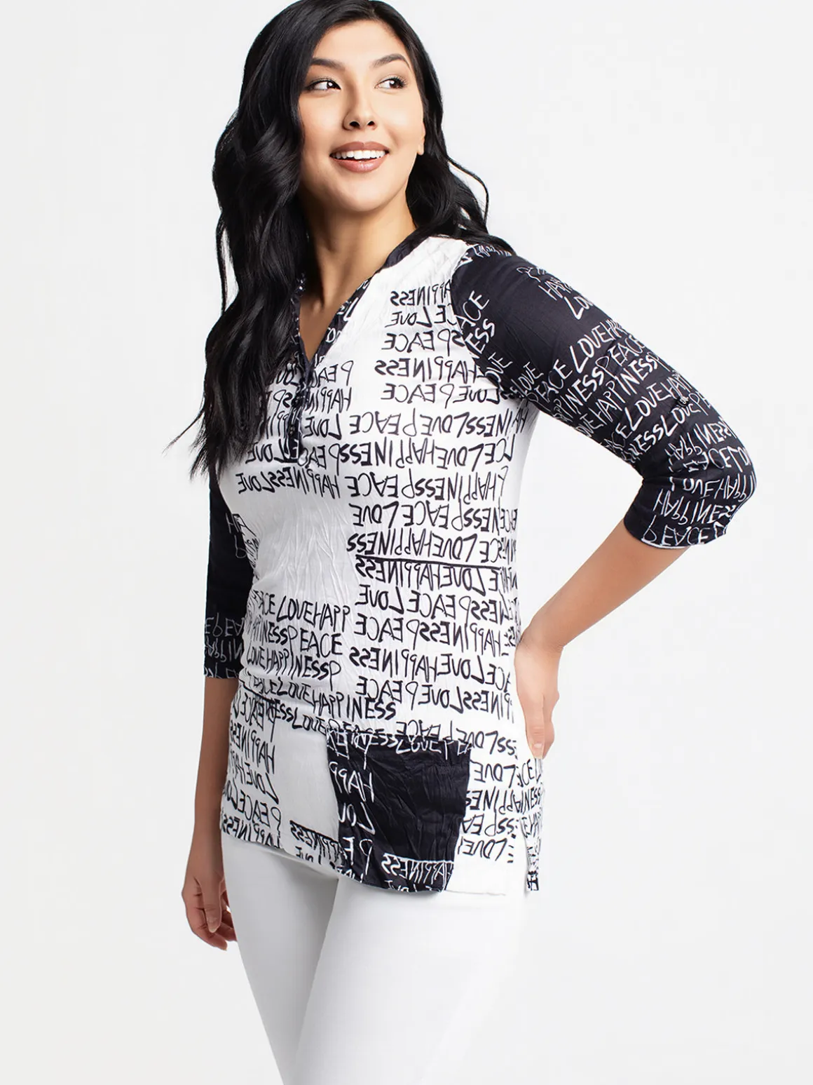 3/4-sleeve semi-fitted tunic