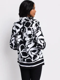3/4 sleeve semi-fitted tunic length blouse