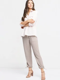 3/4-sleeve tunic length blouse