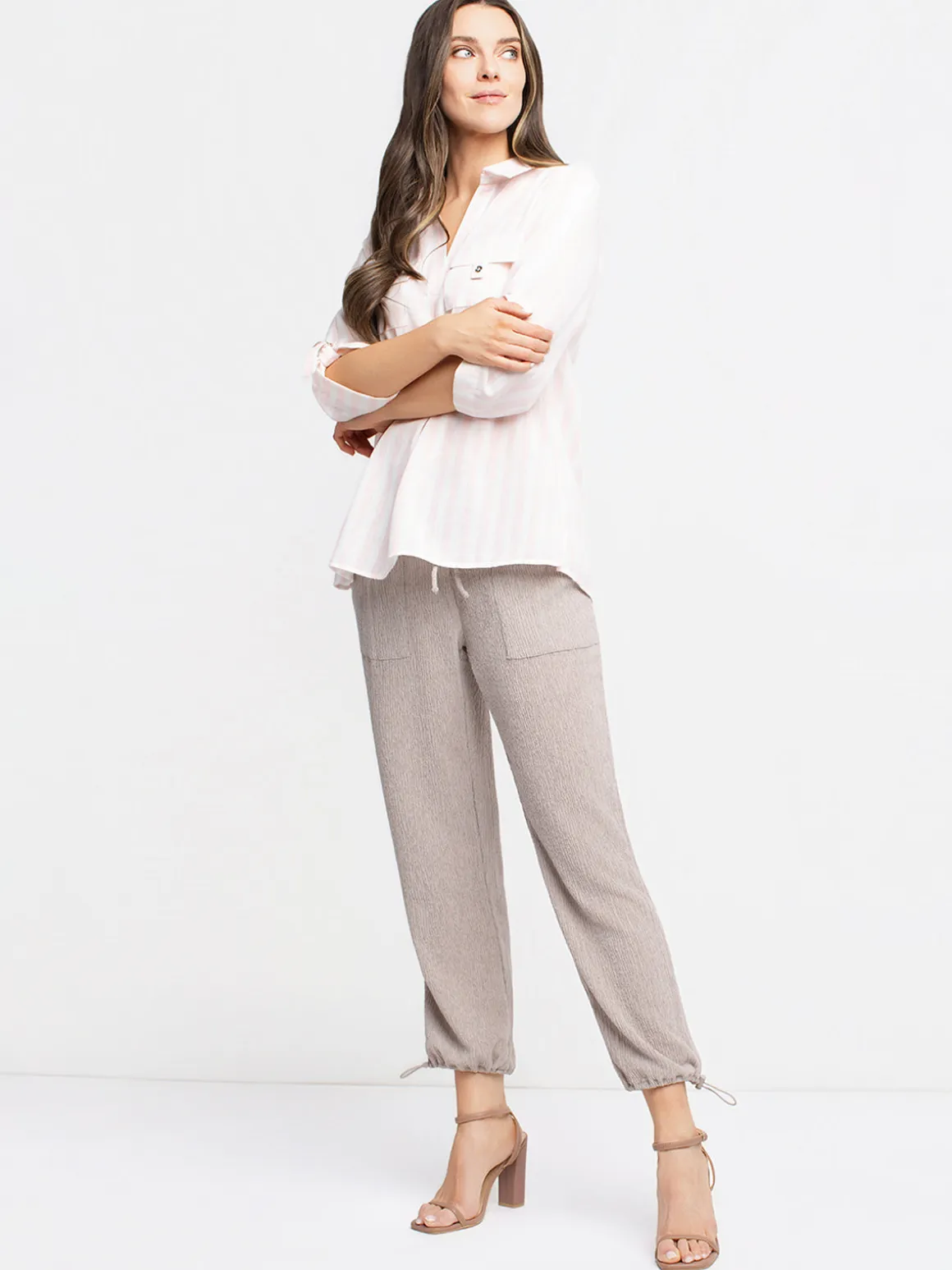 3/4-sleeve tunic length blouse