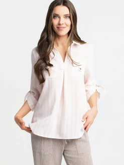 3/4-sleeve tunic length blouse
