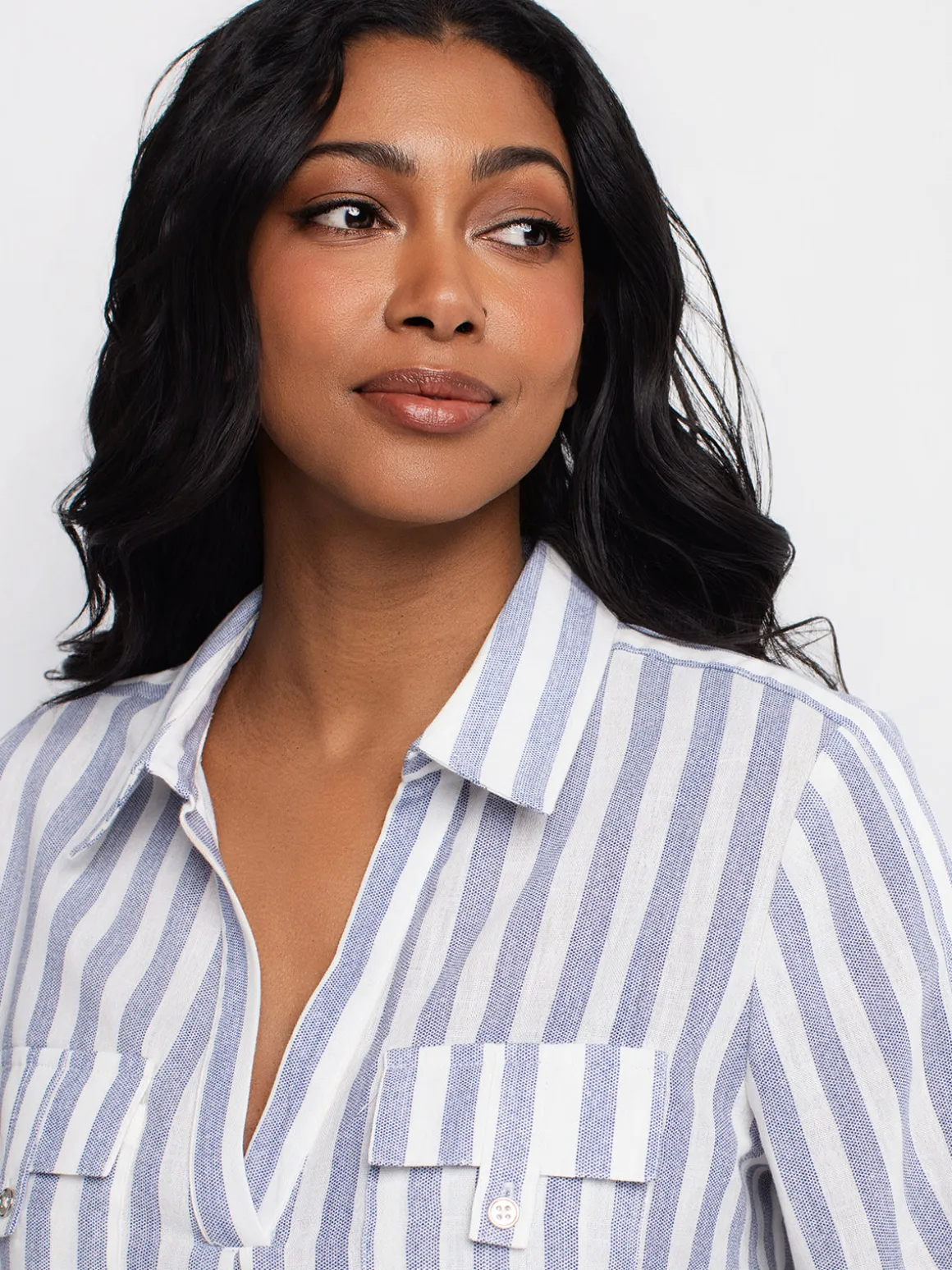 3/4-sleeve tunic length blouse