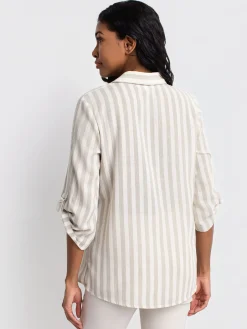3/4-sleeve tunic length blouse