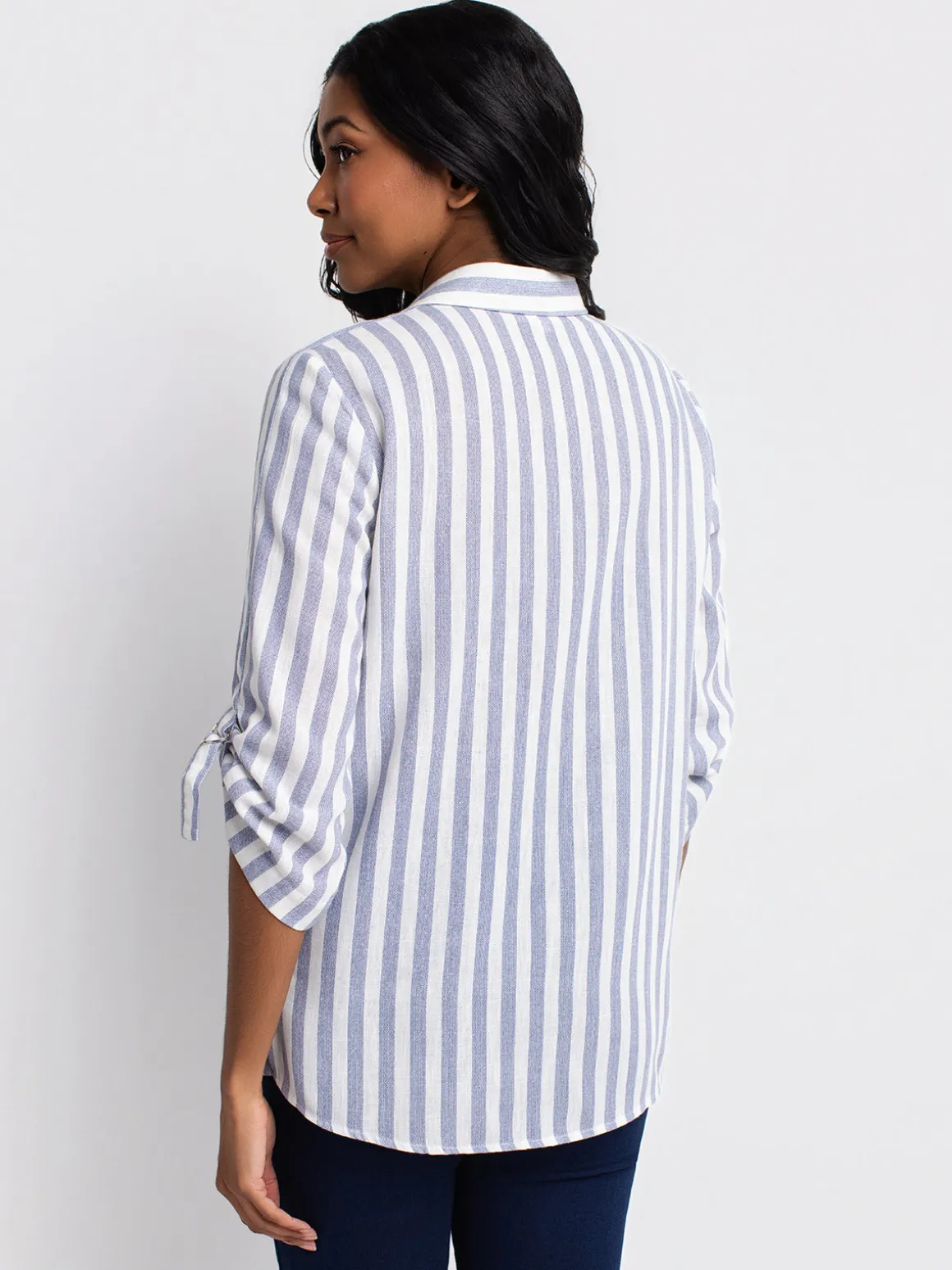 3/4-sleeve tunic length blouse