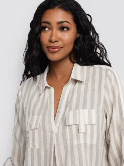 3/4-sleeve tunic length blouse
