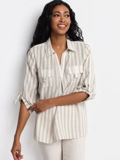 3/4-sleeve tunic length blouse