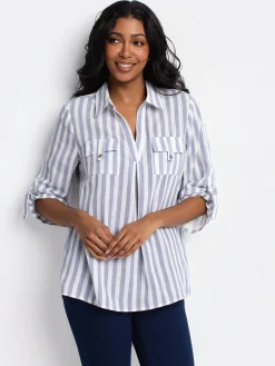 3/4-sleeve tunic length blouse
