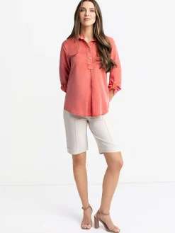 3/4-sleeve tunic length blouse