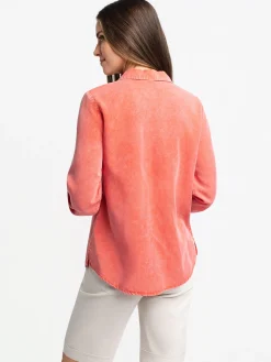 3/4-sleeve tunic length blouse
