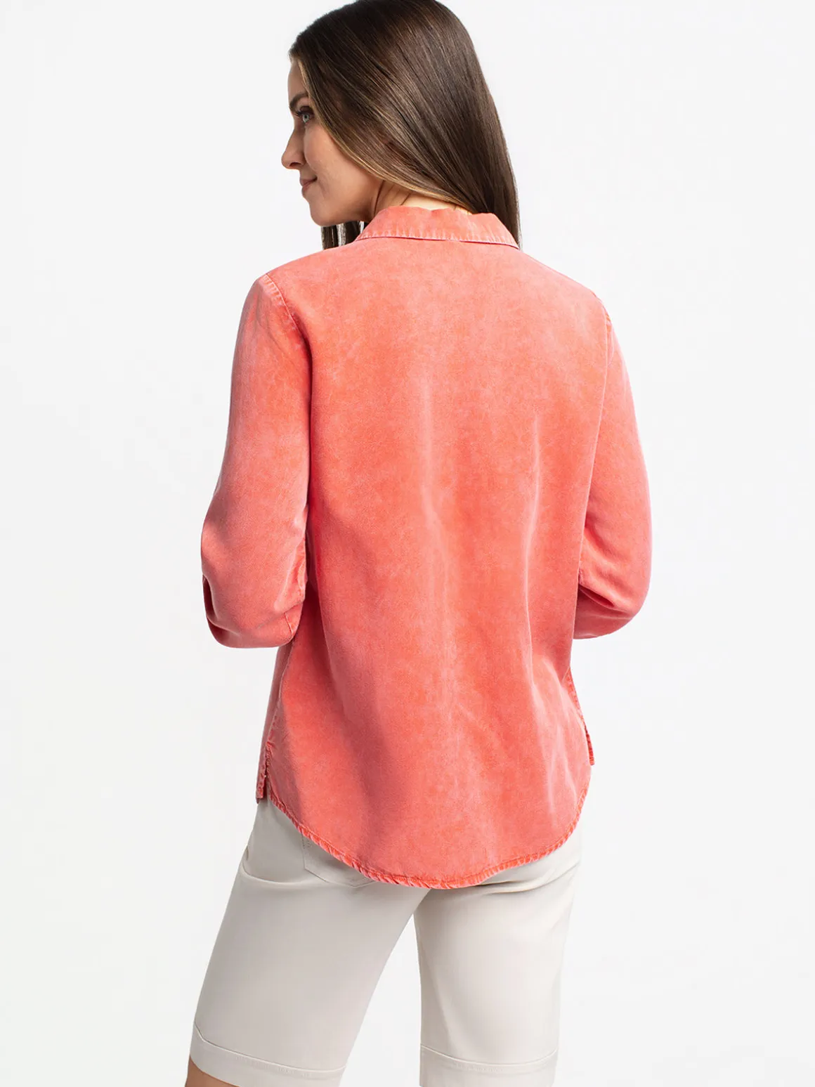 3/4-sleeve tunic length blouse