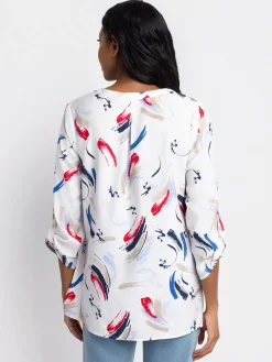 3/4-sleeve tunic length blouse
