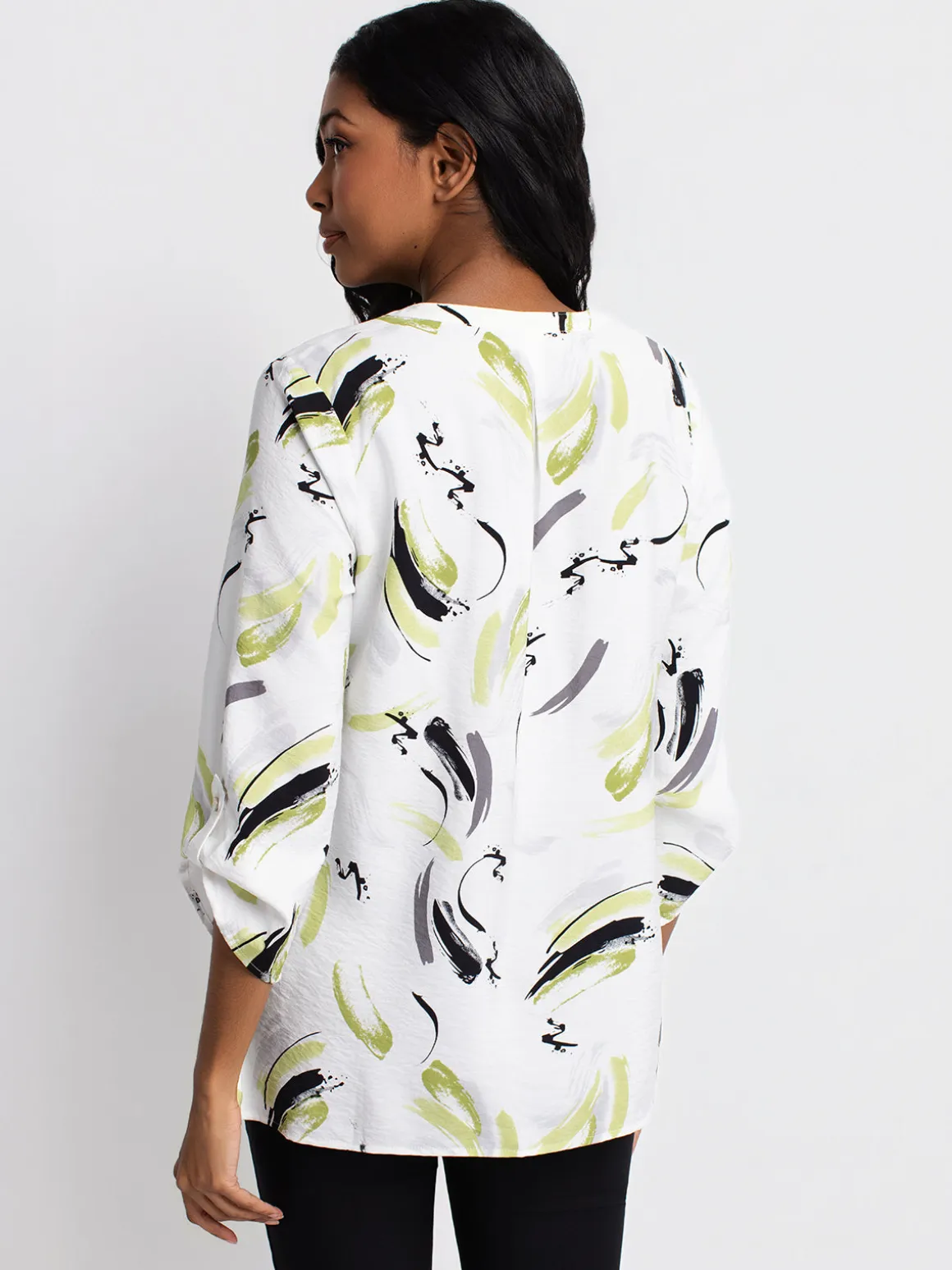 3/4-sleeve tunic length blouse