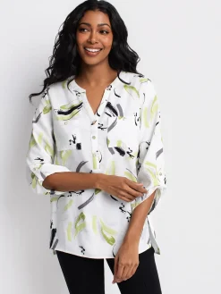3/4-sleeve tunic length blouse
