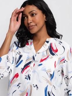3/4-sleeve tunic length blouse