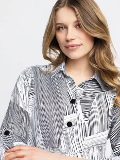 3/4-sleeve tunic length blouse