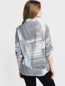 3/4-sleeve tunic length blouse