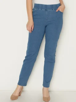 Straight leg pull-on jeans