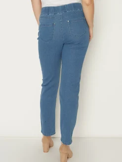 Straight leg pull-on jeans