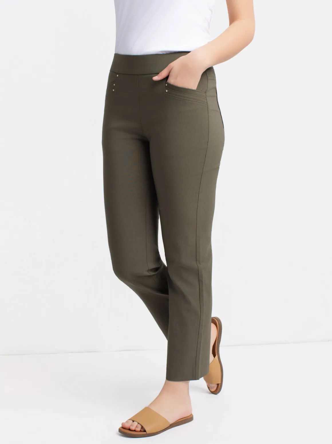 Straight semi-fitted pull-on pant - Petite