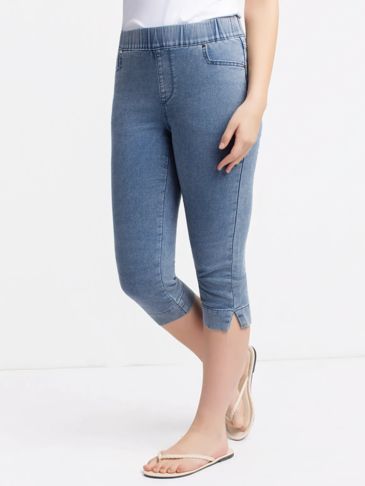 Stretch denim capri
