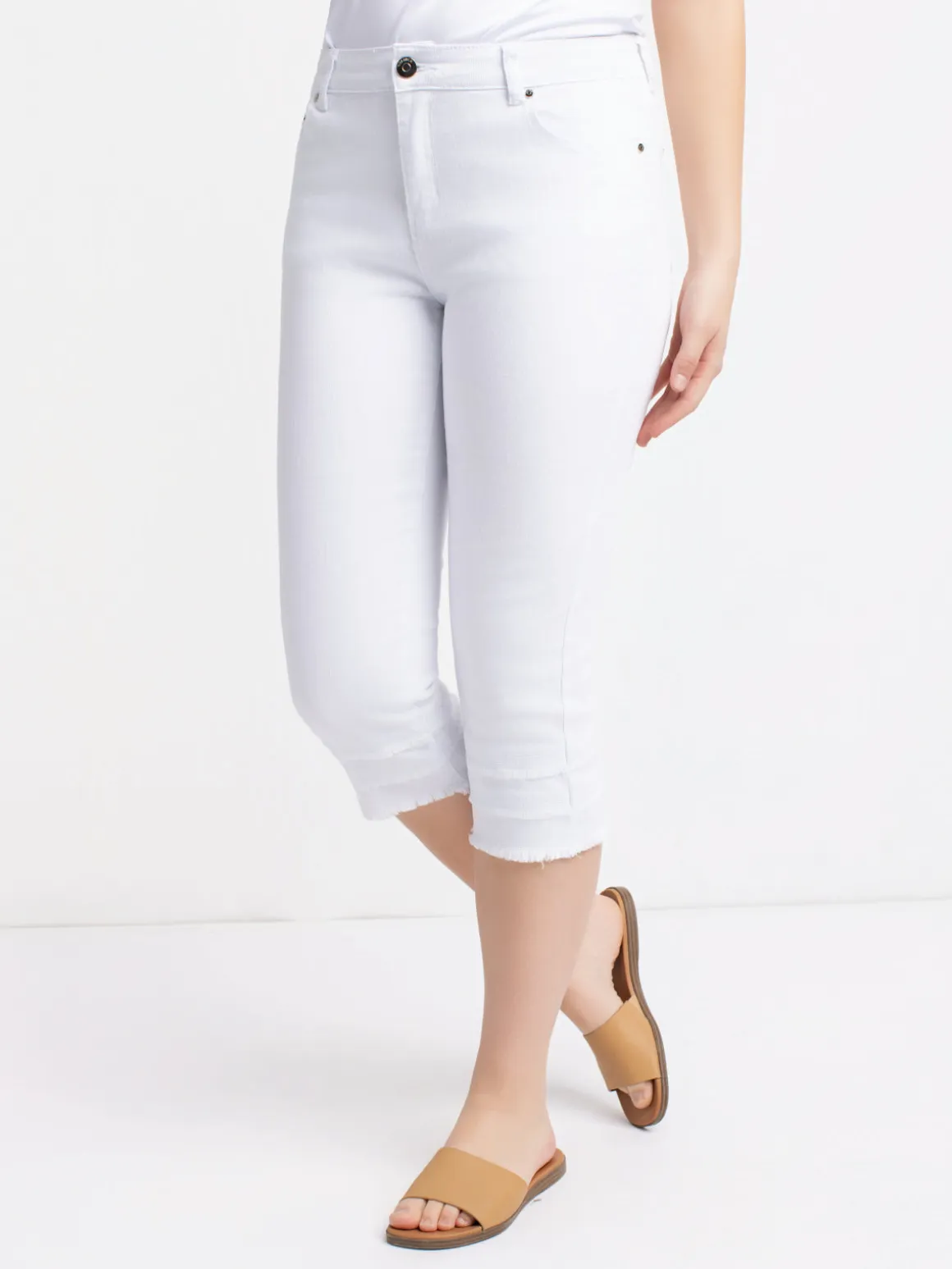 White denim capri pants